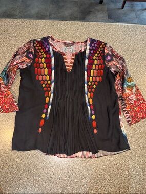 Ranna Gill Anthropologie Black Pleated Front Blouse
